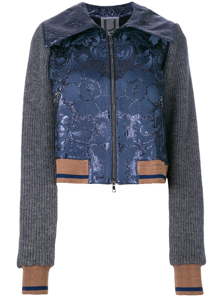 Aviù Floral And Rib Detailed Bomber Jacket - Blue