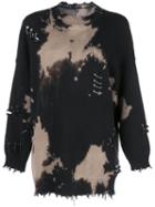 R13 Distressed Bleached Sweater - Black