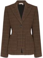 Chloé Check Pattern Wool-blend Blazer - Brown