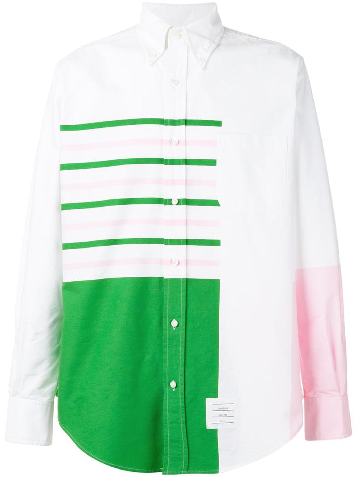 Thom Browne Printed Panel Shirt, Men's, Size: 2, White, Cotton