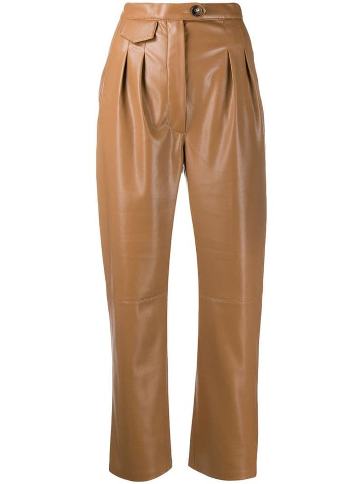 Nanushka Leather Effect Trousers - Brown