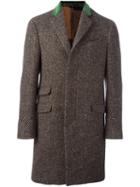 Etro Single Breasted Coat, Men's, Size: 50, Brown, Silk/cotton/calf Leather/wool