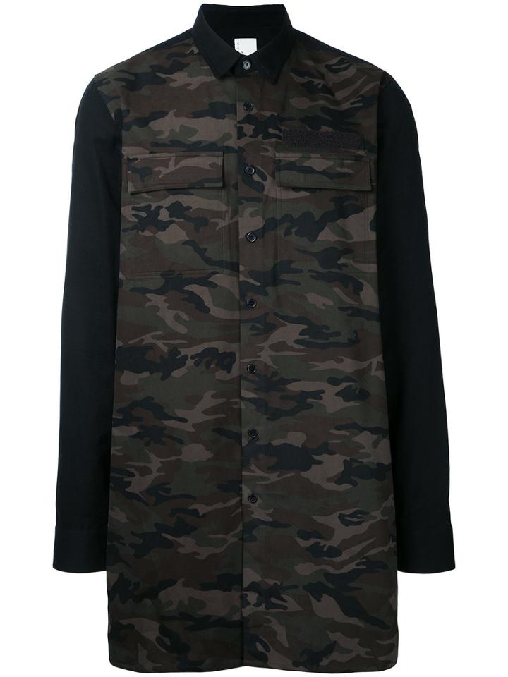 Cy Choi - Contrast Sleeve Shirt - Men - Cotton - M, Green, Cotton