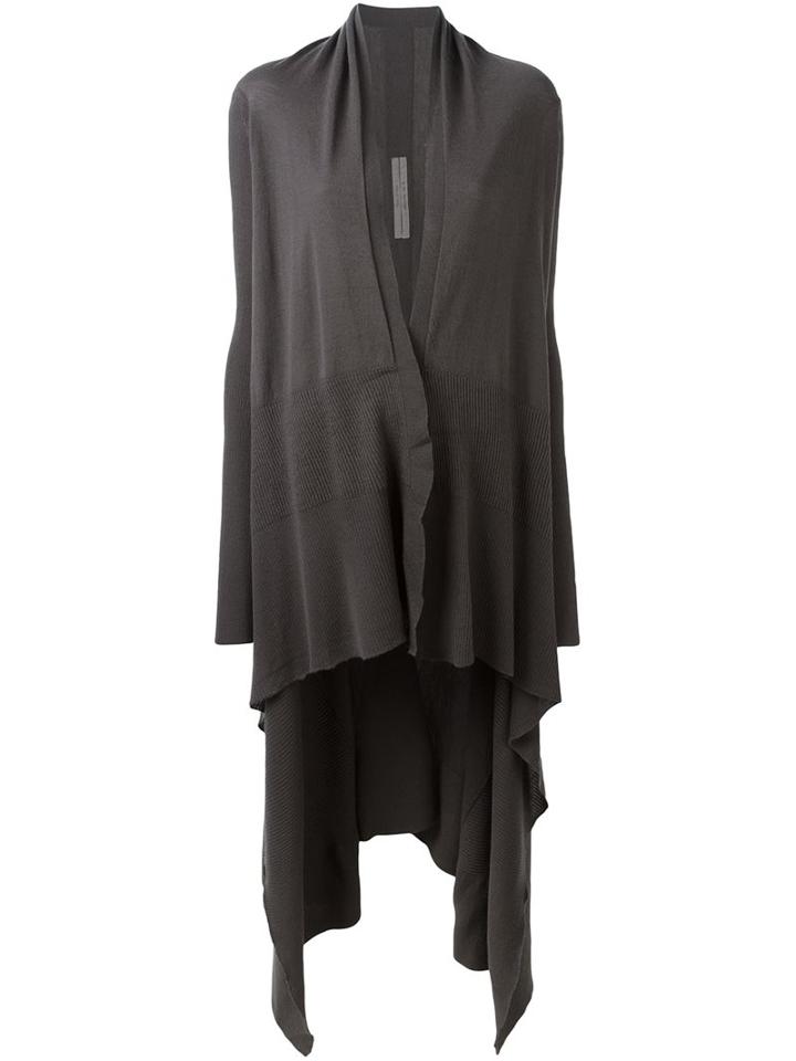 Rick Owens Long Square Draped Cardigan, Women's, Size: Medium, Grey, Virgin Wool
