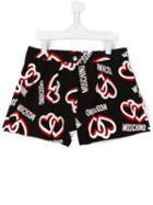 Moschino Kids Linked Hearts Shorts, Girl's, Size: 14 Yrs, Black