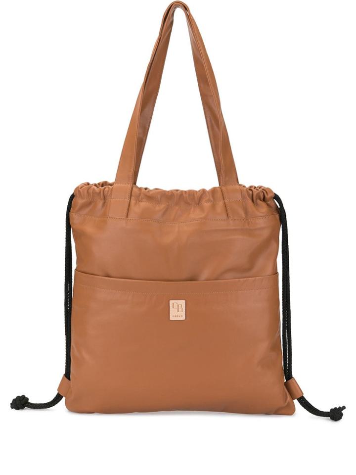 Caban Drawstring Gym Tote Bag - Brown
