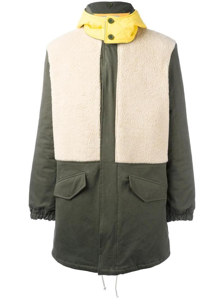 Lc23 Colour Block Parka, Men's, Size: Large, Green, Polyamide/acrylic/cotton