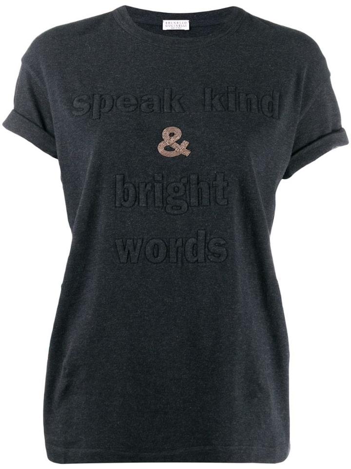 Brunello Cucinelli Quilted Slogan T-shirt - Grey