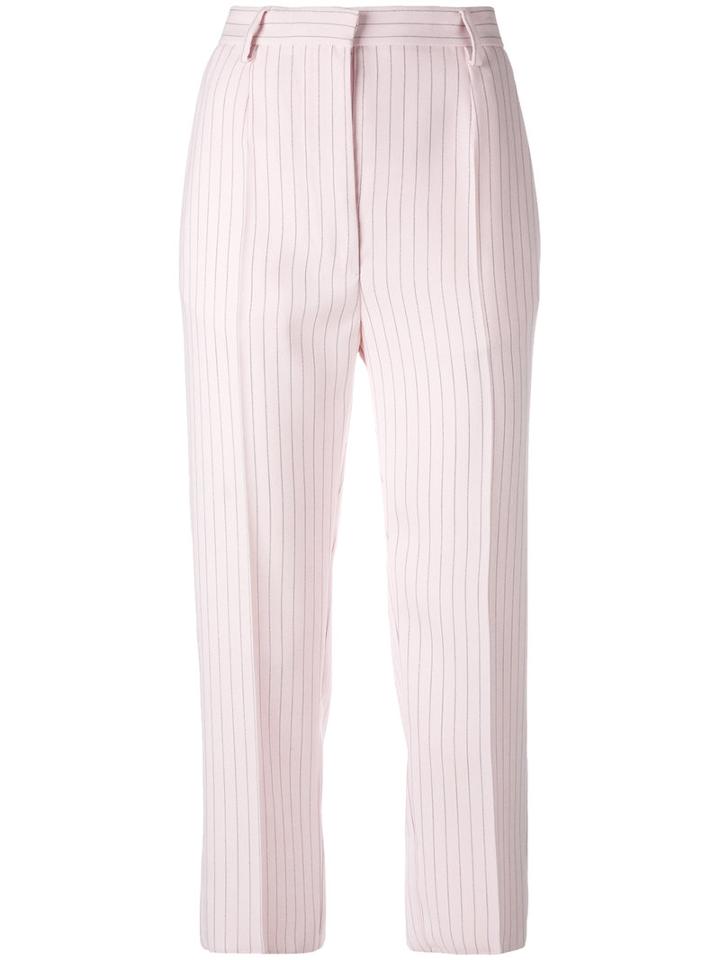 Mm6 Maison Margiela Striped Tailored Pants, Women's, Size: 38, Pink/purple, Polyester/viscose