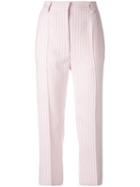 Mm6 Maison Margiela Striped Tailored Pants, Women's, Size: 38, Pink/purple, Polyester/viscose