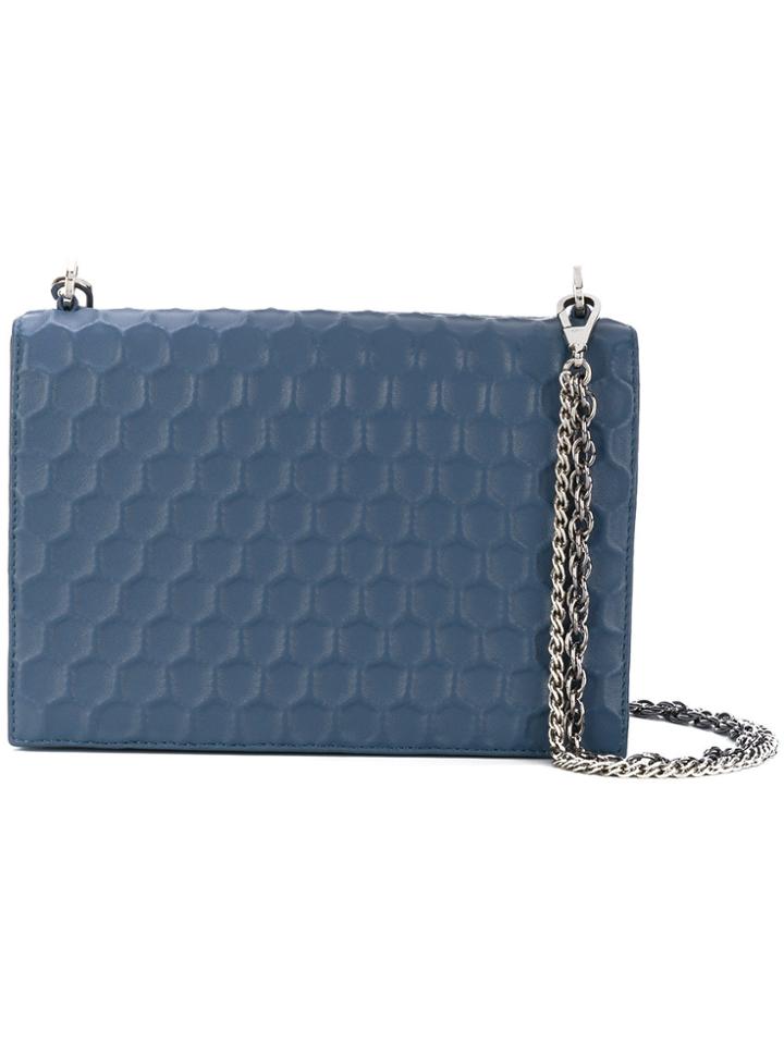 Rodo Small Textured Shoulder Bag - Blue