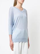 Derek Lam Batwing Sweater With Tonal Back - Blue
