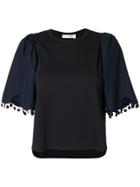 See By Chloé Embroidered Bell Sleeve T-shirt - Blue