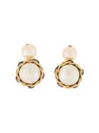 Chanel Vintage Chanel Imitation Pearl Sleeve Buttons Cuffs - Gold