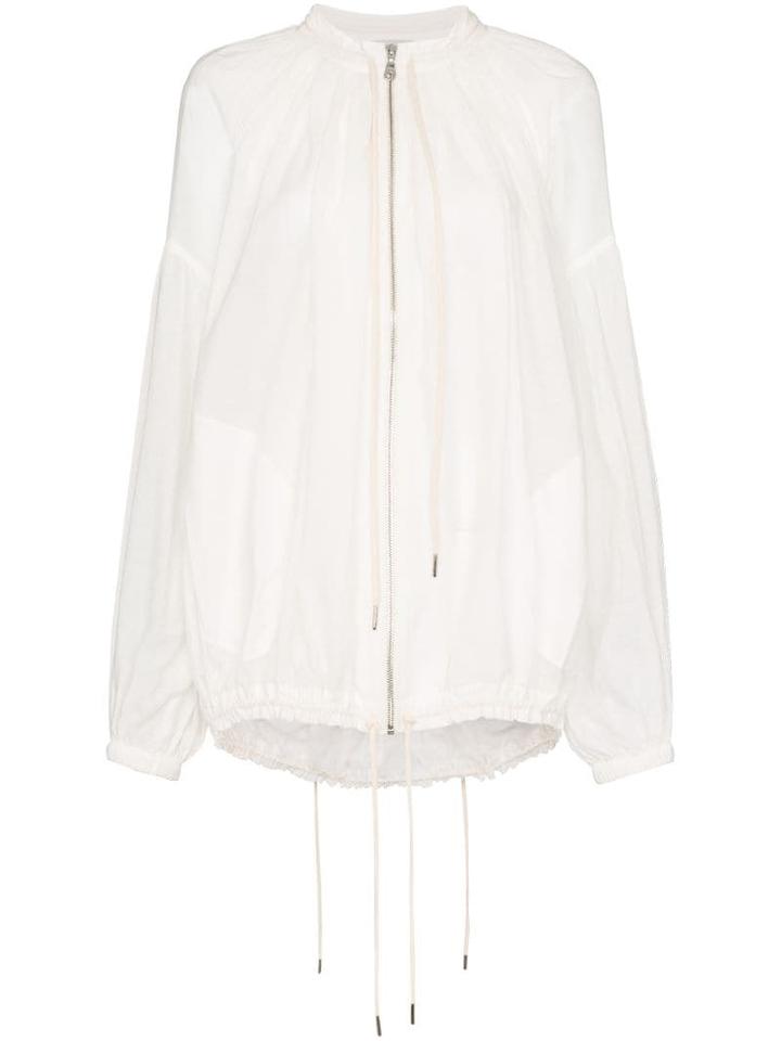 Lee Mathews Ginger Ruched Bomber Jacket - White