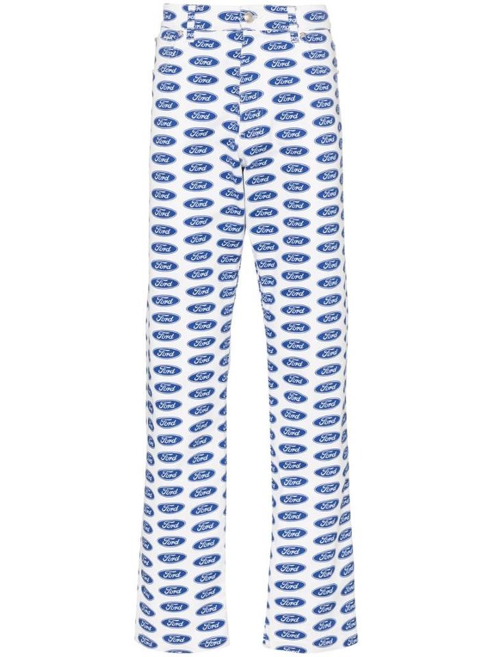 Versace X Ford Logo Printed Jeans - Blue