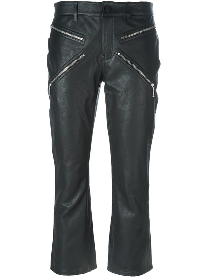 Alexander Wang Cropped Calf Leather Trousers - Black