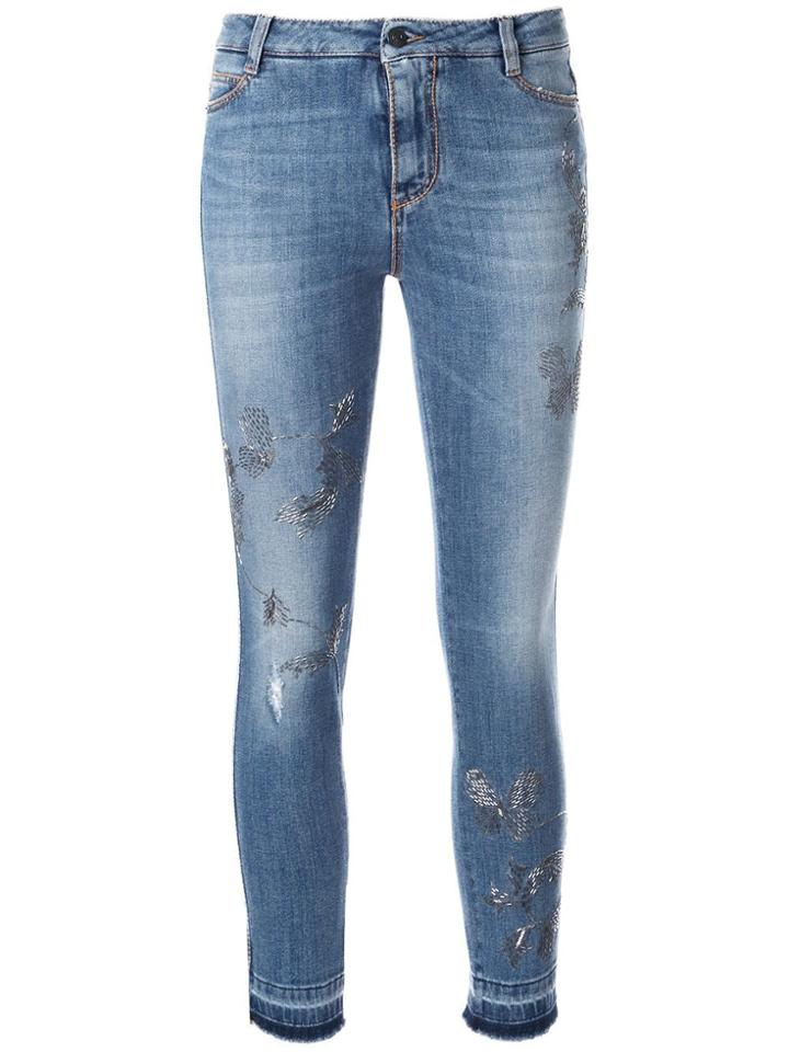 Ermanno Scervino Embellished Slim Fit Cropped Jeans - Blue