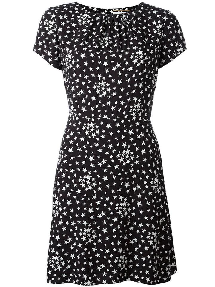 Saint Laurent Star Print Shift Dress, Women's, Size: 40, Black, Silk/viscose