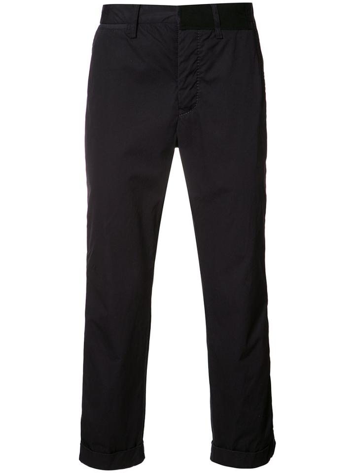 Sacai Cropped Straight Leg Trousers, Men's, Size: 2, Blue, Cotton/cupro