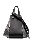 Loewe Black And White Hammock Houndstooth Wool And Leather Shoulder