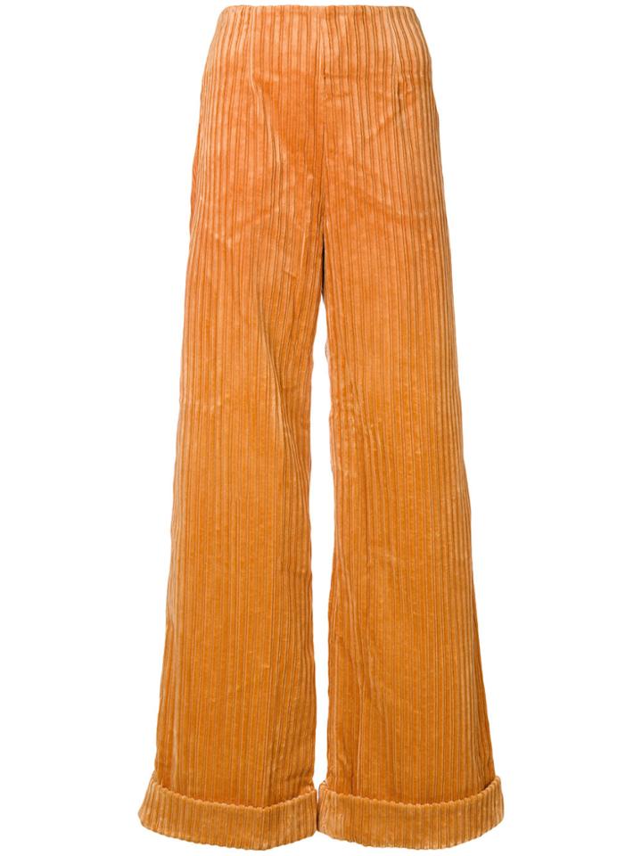 Phisique Du Role Velvet Corduroy Palazzo Pants - Yellow & Orange