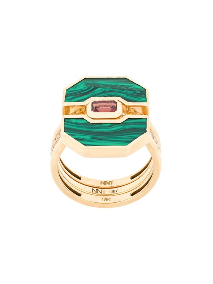 Nevernot Embellished Pendant Ring - Green