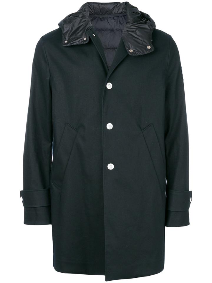 Moncler Gamme Bleu Padded Detail Single Breasted Coat - Blue