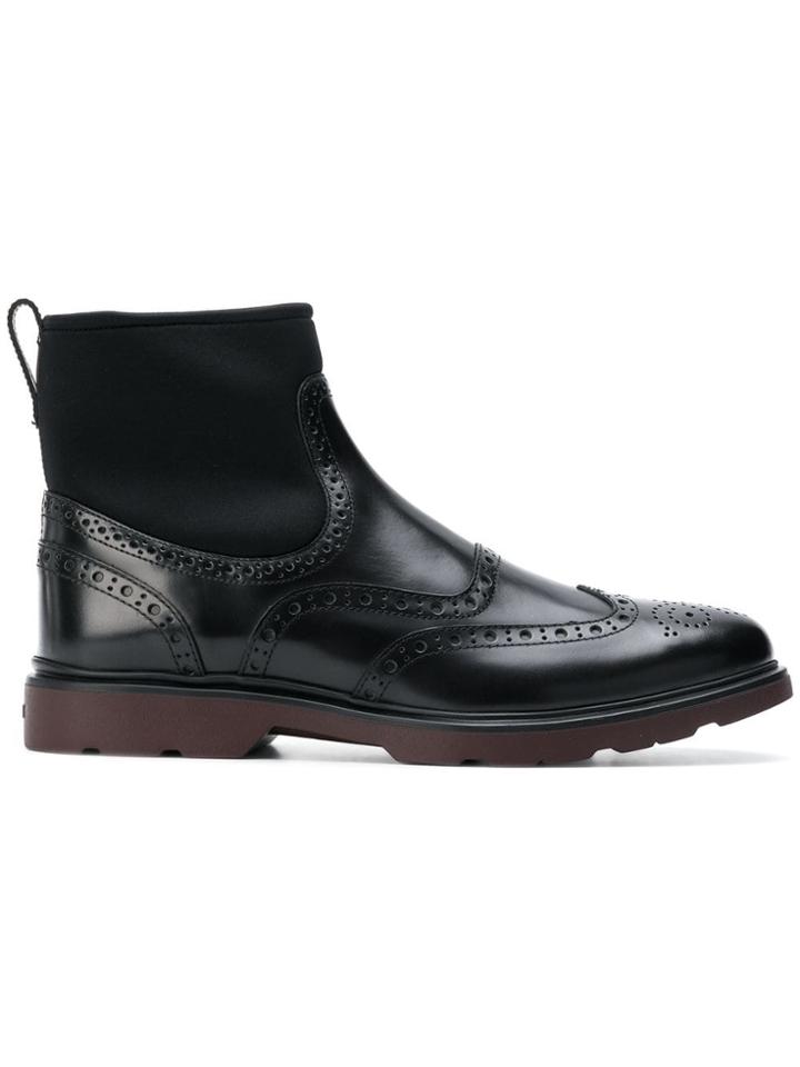 Hogan Ankle Brogue Boots - Black