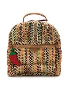 Isla Embroidered Tweed Backpack - Nude & Neutrals