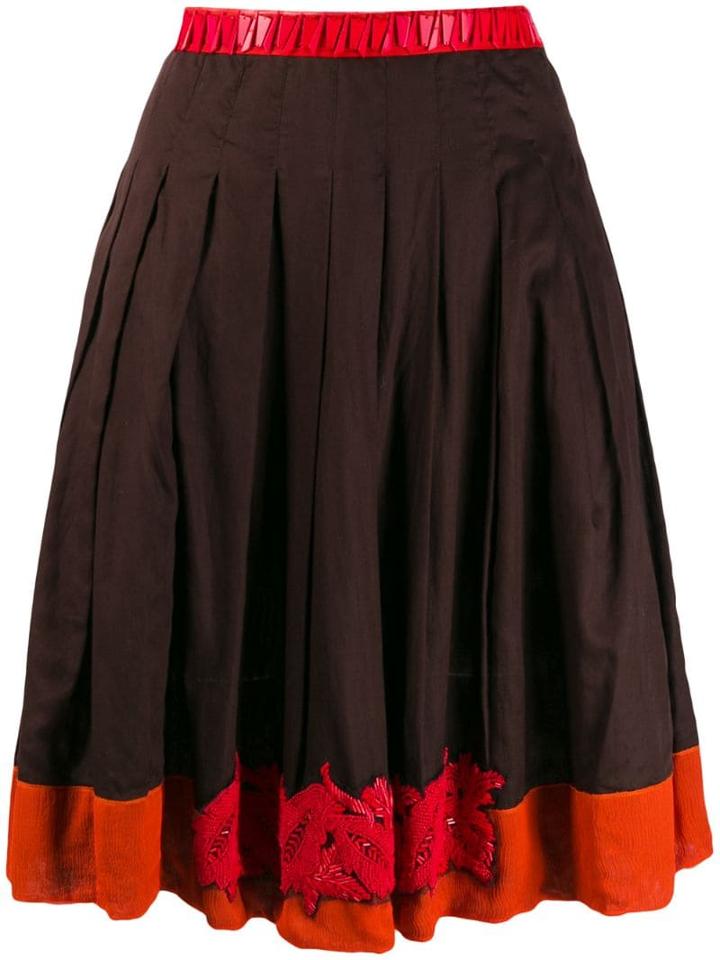 Prada Pre-owned Bead Embroidered Skirt - Brown