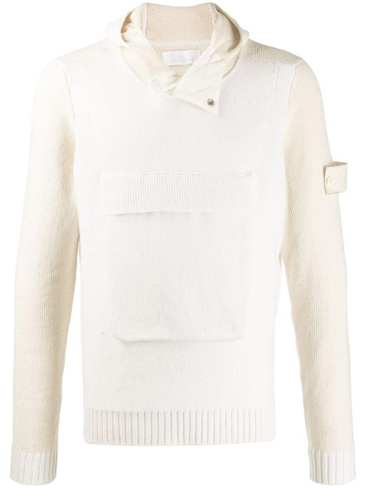 Stone Island Oversized Pocket Knitted Hoodie - Neutrals
