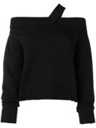 Rta Off Shoulder Knitted Jumper - Black