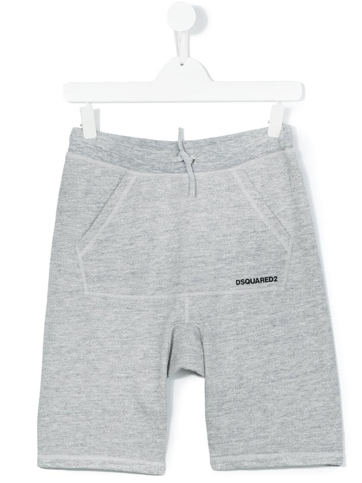 Dsquared2 Kids - Teen Lace-up Detail Track Shorts - Kids - Cotton/rayon - 14 Yrs, Boy's, Grey