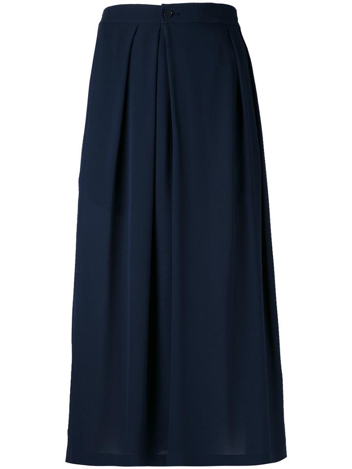 Vince - Pleated Wide-legged Cropped Trousers - Women - Silk - S, Blue, Silk