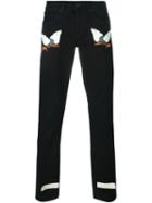 Off-white Embroidered Eagle Jeans, Men's, Size: 33, Black, Cotton/spandex/elastane