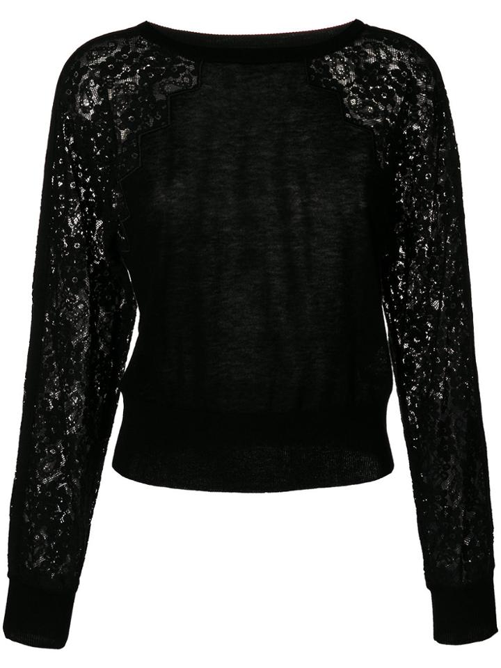 Twin-set Lace Panel Jumper - Black