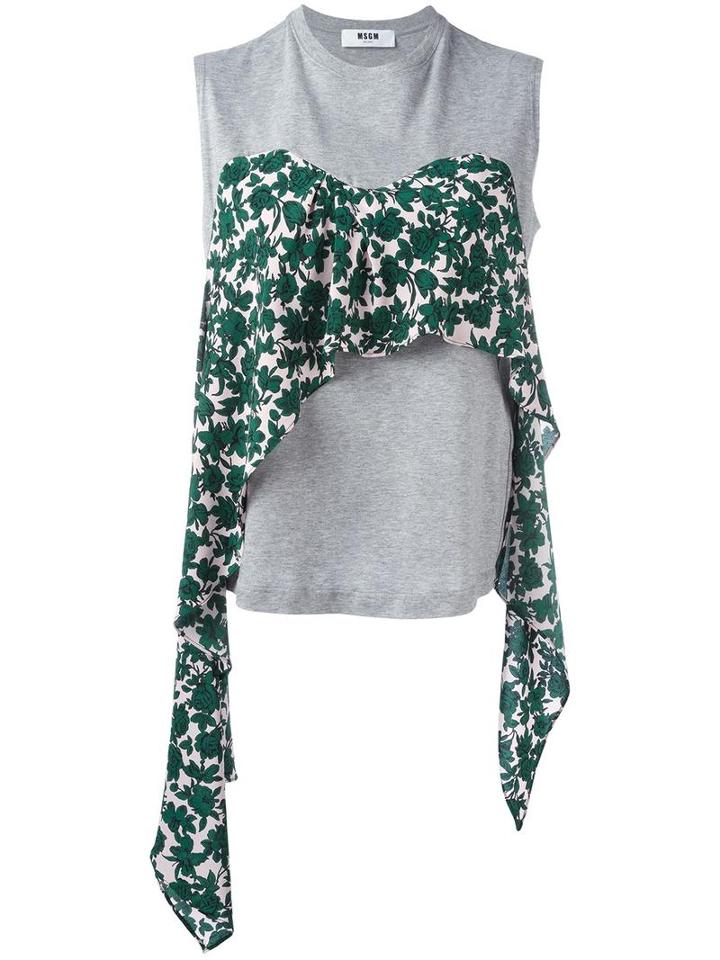 Msgm Draped Detail Tank, Women's, Size: Medium, Grey, Cotton