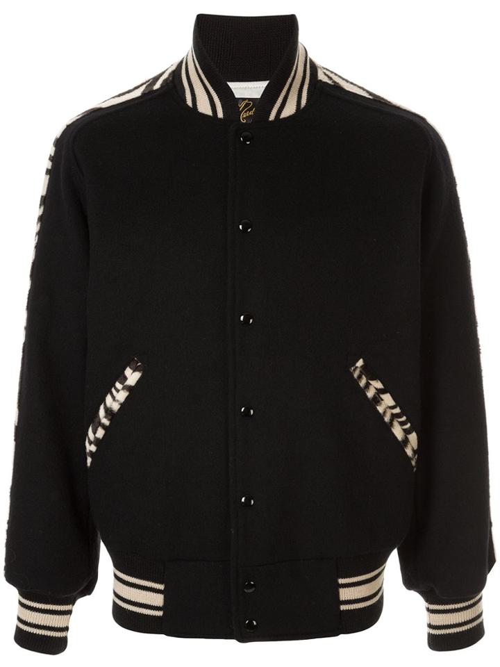 Needles Calf Hair Trim Bomber Jacket - Black