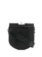 Gu De Crocodile Effect Shoulder Bag - Black