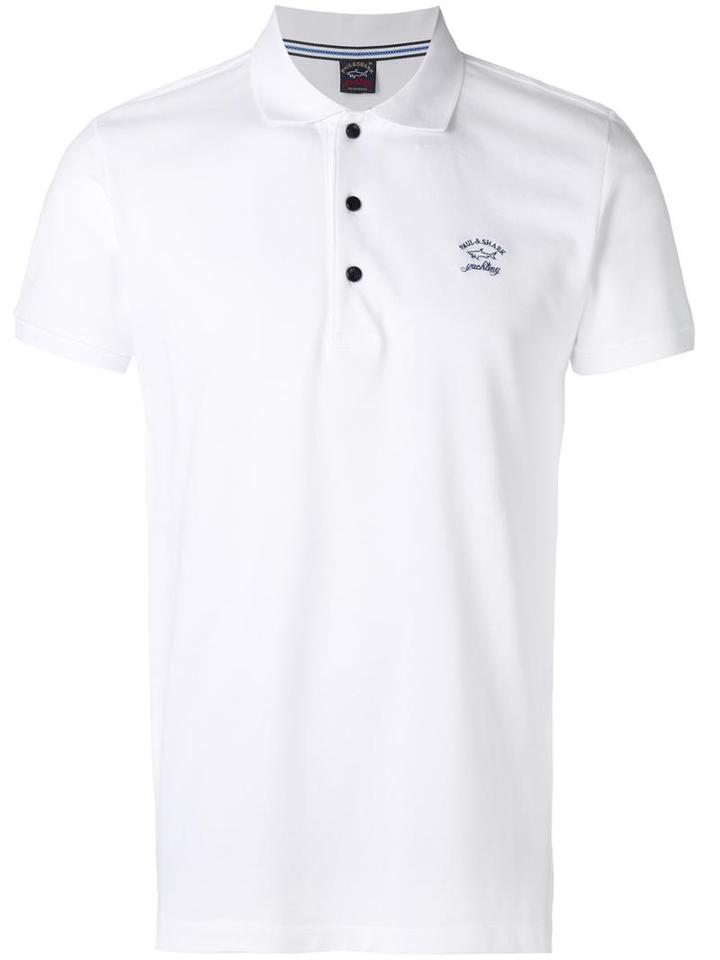 Paul & Shark Logo Print Polo Shirt, Men's, Size: Medium, White, Cotton