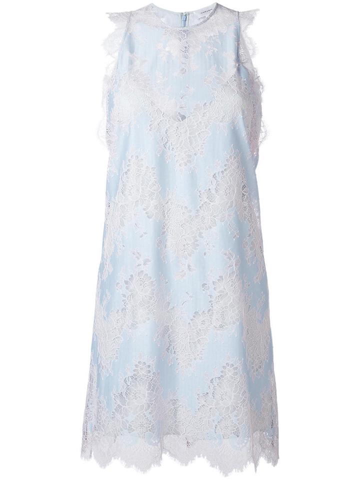 Carven Flared Lace Dress, Women's, Size: 40, Blue, Silk/cotton/nylon/acetate
