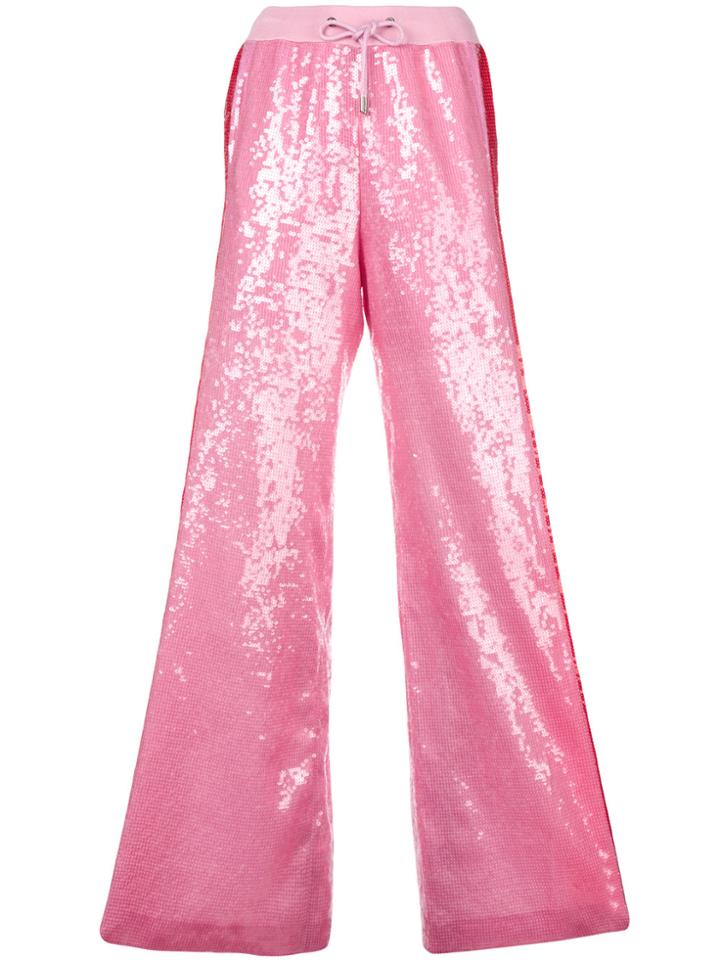 Alberta Ferretti Side Stripe Sequin Palazzo Trousers - Pink & Purple