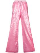 Alberta Ferretti Side Stripe Sequin Palazzo Trousers - Pink & Purple