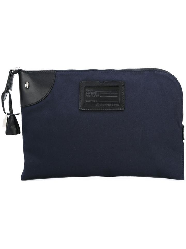 Dsquared2 'john' Clutch Bag, Men's, Blue, Leather/nylon