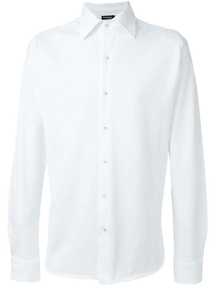 Kiton Plain Shirt, Men's, Size: Xxl, White, Cotton