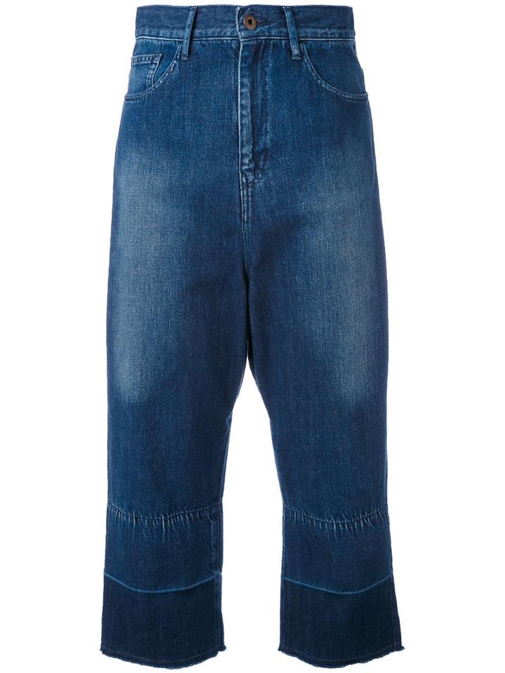 Y's - Cropped Wide-leg Jeans - Women - Cotton - 1, Blue, Cotton