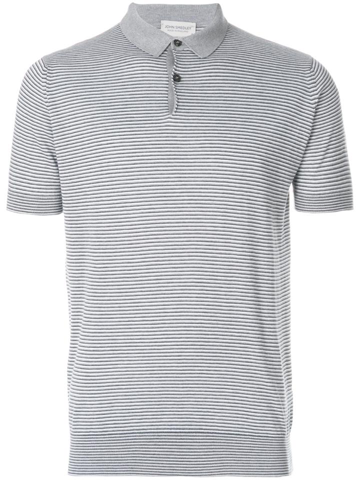 John Smedley Eton Stripe Polo Shirt - Grey