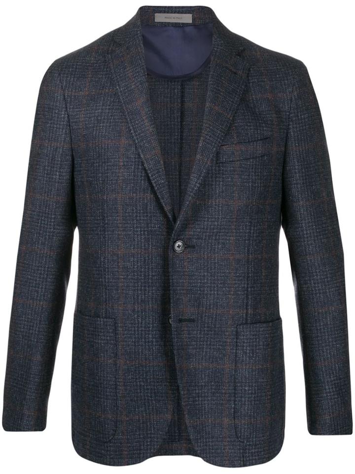 Corneliani Check-print Single-breasted Blazer - Blue
