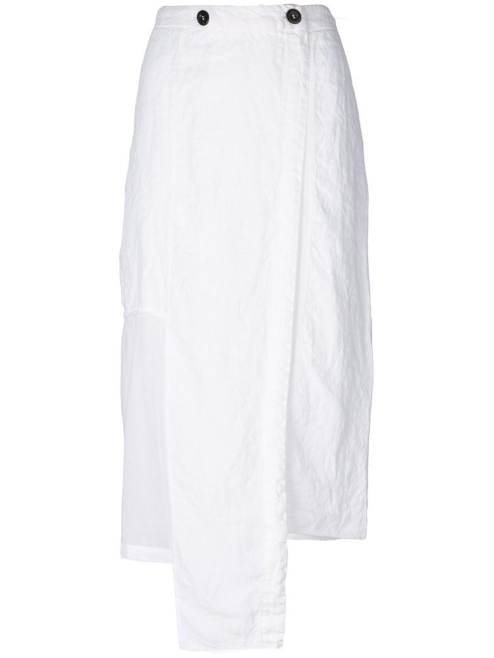 Lost & Found Rooms Asymmetric Buttoned Skirt - White